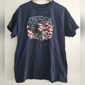 5 Star Freedom For All Men's Dark Blue Cotton American Flag & Eagle T-shirt L